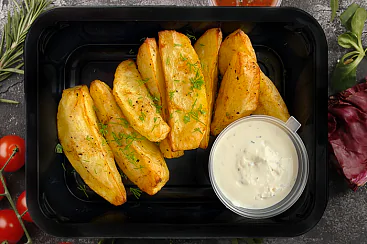 Картофель запеченный с чесночным соусом, 250г